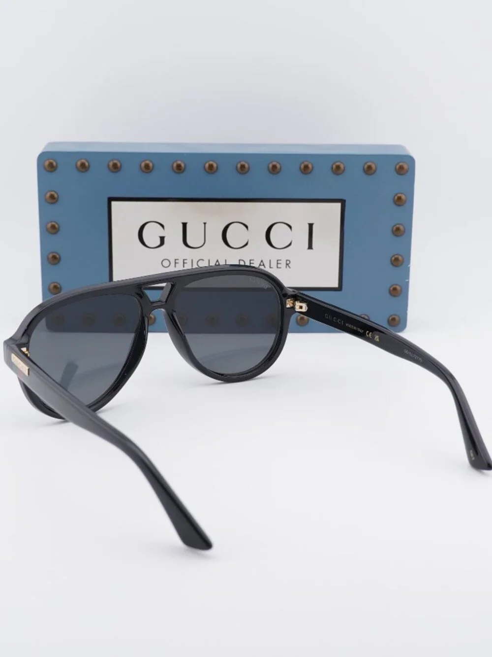 Gucci GG0767S 001 Aviator Men Sunglasses - Black / Grey